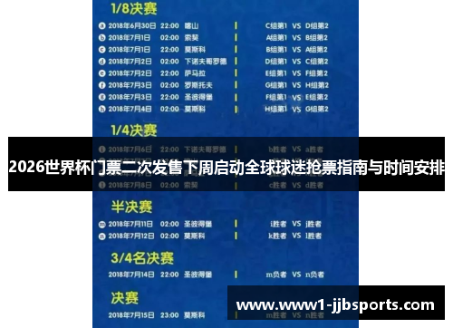 2026世界杯门票二次发售下周启动全球球迷抢票指南与时间安排 2026世界杯门票二次发售下周启动全球球迷抢票指南与时间安排